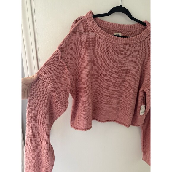 We The Free Women’s S Sweater Pink Oversized Cropped Long Sleeve Top NWT - Picture 4 of 9